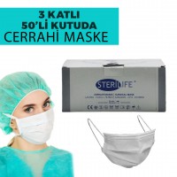 STERİLİFE ( BEYAZ ) ( 50PCS ) MEDİKAL CERRAHİ YÜZ MASKESİ ( 3 KATLI ) ( TEK KULLANIMLIK )*1X40