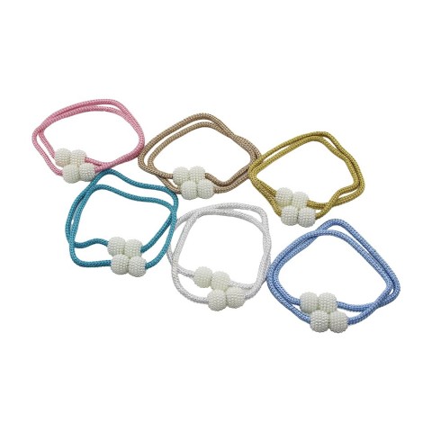 İBİCO ULB-024 ( 2PCS ) ( BONCUK TOPLU & MIKNATISLI ) ( RENKLİ İPLİ ) PERDE TOKASI*500