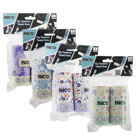 İBİCO İ21-045 (2PCS YEDEK) ( 2X60 YAPRAK ) (YAPIŞKANLI) PRATİK TÜY TOPLAYICI YEDEK RULO BANT (PET SHOP)*12X12