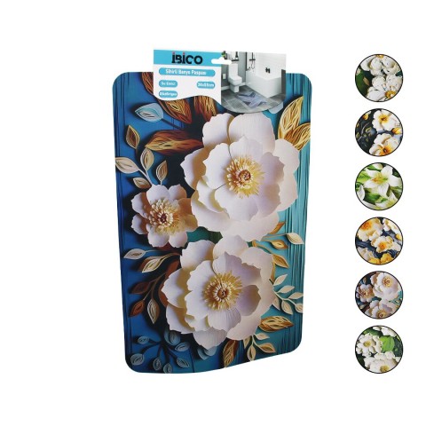 İBİCO İ21-013 ( DİKDÖRTGEN & DESENLİ ) ( 38X58CM ) ( SU EMİCİ & SİHİRLİ ) BANYO PASPASI ( ELASTİK )*100