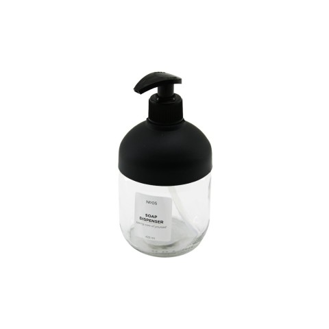 QLUX C-00550 CLARY ( CAM ) SIVI SABUNLUK ( SİYAH PLASTİK KAPAK & POMPA ) ( 425ML ) ( NO-05 SOAP DISPENSER )*12=K