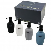 İBİCO İ21-053 ( OVAL & DİK ÇİZGİLİ ) ( RENKLİ PLASTİK ) SIVI SABUNLUK ( 375ML )*12X4