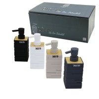 İBİCO İ21-058 ( KARE & TUĞLA DESEN ) ( BAMBU & RENKLİ PLASTİK ) SIVI SABUNLUK ( 350ML )*15X4