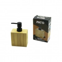 İBİCO İ21-070 ( DİKDÖRTGEN ) ( AHŞAP BAMBU ) SIVI SABUNLUK ( SİYAH PLASTİK POMPA ) ( 5.8 X 9.8CM & Y: 9.8CM )*48