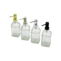 İBİCO İ21-043 ( CAM ) ( KARE & ŞEFFAF ŞİŞE ) SIVI SABUNLUK ( RENKLİ PLASTİK POMPA )*48=K