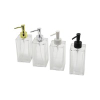 İBİCO İ21-042 ( CAM ) ( KARE & ŞEFFAF ŞİŞE -- BUZLU ÇİZGİLİ DESEN) SIVI SABUNLUK (RENKLİ PLASTİK POMPA)*48=K