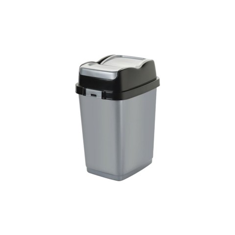 DÜNYA-09711-400&410 ( SİYAH & GRİ ) EASY ( 5LT ) ( ÇİFT KAPAKLI ) ÇÖP KOVASI PLASTİK ( 149X185X266MM )*36=K