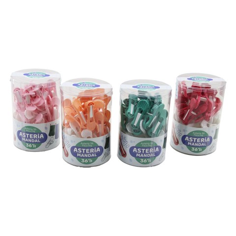 PAMİR PMR-023 ASTERİA PMR-023 ( 36PCS ) ( YAYSIZ ) PLASTİK RENKLİ MANDAL KUTULU*32