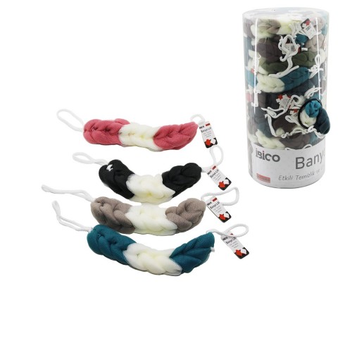 İBİCO İ21-088 ( ÖRGÜLÜ SIRT KEMERİ ) ( RENKLİ TÜL ÖRGÜ ) BANYO LİFİ ( PVC STANDLI ) ( ESNEK=30CM---100CM ) ( 70 GR )*70X2