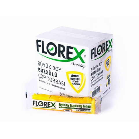 FLOREX-501 AVANTAJ ( LİMON KOKULU ) ( BÜZGÜLÜ ) ( BÜYÜK ) ( 10PCS ) 65X70CM ÇÖP TORBASI*25=K