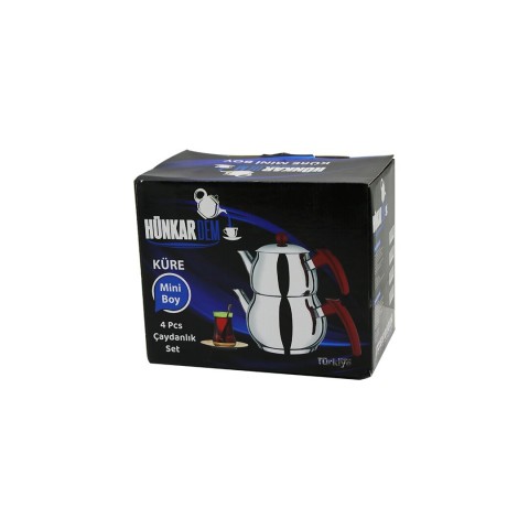 HÜNKARDEM ( MİNİ ) ( KÜRE ) ( ÇELİK ) ÇAYDANLIK SETİ ( RENKLİ BAKALİT KULP ) ( ÜST DEMLİK: 0.75LT & ALT SULUK: 1.35LT ) ( KENDİNDEN SÜZGEÇLİ )*8