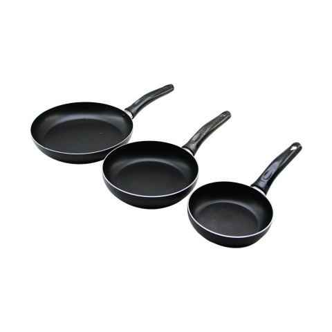 TAVACI ( 3PCS ) ( TEFLON ) TAVA SETİ ( SİYAH BAKALİT SAPLI  ) ( 16-20-24CM )*20
