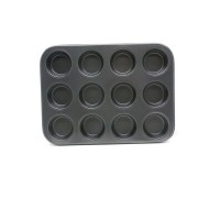 ENFA RA-124 ( 12 GÖZLÜ ) ( METAL & SİYAH ) ( DÜZ ) MUFFIN & KEK KALIP*60