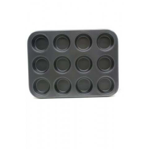 ENFA RA-124 ( 12 GÖZLÜ ) ( METAL & SİYAH ) ( DÜZ ) MUFFIN & KEK KALIP*60