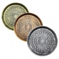 İBİCO ( YUVARLAK ) ( ESKİTME YALDIZLI ) PLASTİK ( ANTİK TEPSİ ) ( SARI & GÜMÜŞ & BAKIR )*50