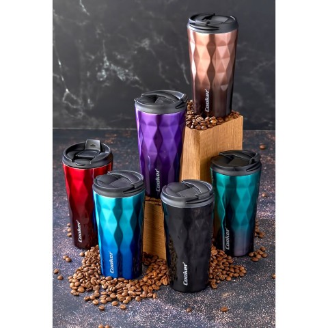 COOKER CKR-2048 ( 350ML ) MUG BARDAK TERMOS RENKLİ ( PASLANMAZ ÇELİK & KAYDIRMAZ TPR TABAN & SIZDIRMAZ KAPAK )*24