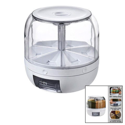 TEBA TGO-1000 ( 360° ) DÖNEBİLEN GIDA & BAKLİYAT ORGANİZERİ ( 6 BÖLMELİ & 6KG. ) OTOMATİK DÜĞME MUSLUK*1