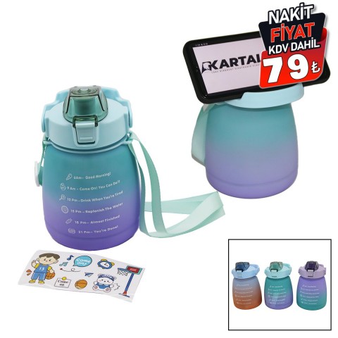 İBİCO ( 1.3LT & TOMBUL ) PİPETLİ RENKLİ PLASTİK SULUK MATARA ( KİLİTLİ KAPAKLI & TELEFONLUKLU)*50                     qwe012