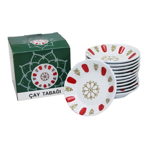 ASLAN-142K ( LÜX ) ( KIRMIZI BEYAZ ) ( MELAMİN ) ÇAY TABAK*12X24