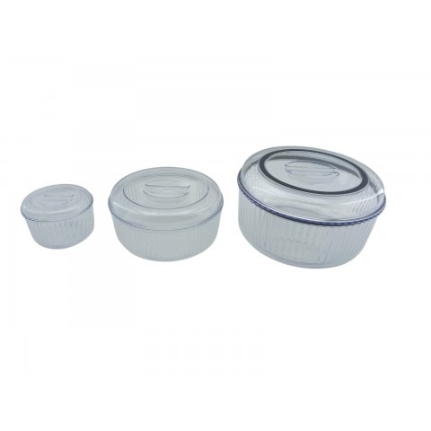 CRYSTAL WARE F-402 ( 3PCS SET ) ( YUVARLAK & 4750ML ) SAKLAMA KABI ( MİKA & KRİSTAL PLASTİK ) ( 350ML & 1300 & 3100ML )*12=K