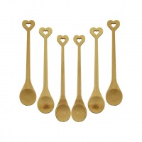 ZHU ZHİ YUAN DMR-8465 ( 6PCS & YUVARLAK & KALP FİGÜR SAPLI  ) AHŞAP BAMBU ( ÇAY KAŞIK ) SETİ*500
