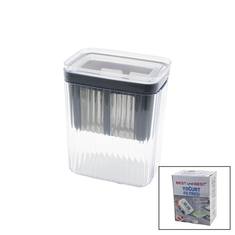 BEST UND BEST BK-230 YOĞURT SÜZME FİLTRESİ KABI (MİKA KRİSTAL HAZNE & SİLİKON CONTALI KAPAK & PLS.ÇERÇEVELİ SÜZGEÇ)*12=K