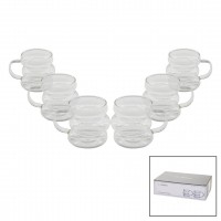 BAROTTİ DMR-8601 ( 6PCS ) ( 3 BOĞUMLU & ŞERİTLİ ) KAHVE YANI ( CAM ) BARDAK*40=K