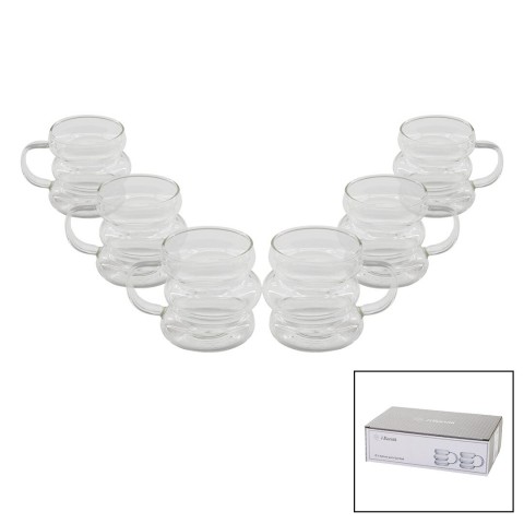 BAROTTİ DMR-8601 ( 6PCS ) ( 3 BOĞUMLU & ŞERİTLİ ) KAHVE YANI ( CAM ) BARDAK*40=K