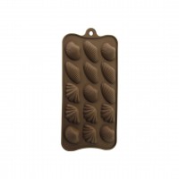 YAKUT-10302 ( 15 GÖZLÜ & DENİZ KABUK ŞEKİL MİX ) KAHVERENGİ SİLİKON ( ÇİKOLATA ) KALIP*12X20