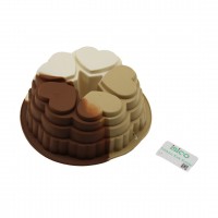 İBİCO İ22-004 ( 5Lİ KALP ŞEKİL ) ( YUVARLAK & GÖBEKLİ  ) ( SİLİKON ) KEK KALIP ( ÇAP:21CM & DERİNLİK: 9CM )*6X20