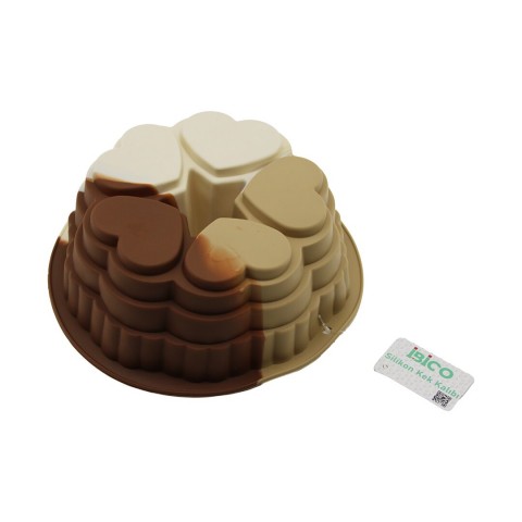İBİCO İ22-004 ( 5Lİ KALP ŞEKİL ) ( YUVARLAK & GÖBEKLİ  ) ( SİLİKON ) KEK KALIP ( ÇAP:21CM & DERİNLİK: 9CM )*6X20