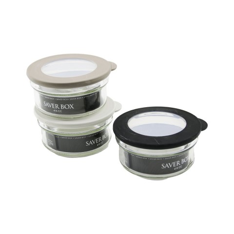 QLUX C-00266 FLAT ( CAM ) SAKLAMA KABI ( SAVER BOX ) ( 415CC ) (KAPAK=RENKLİ SİLİKON KENAR & ŞEFFAF PVC GÖBEK )*18=K