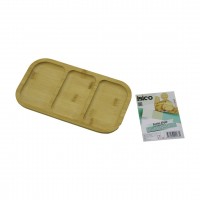 İBİCO İ22-183 ( DİKDÖRTGEN ) ( 3 BÖLMELİ=2+1 ) AHŞAP BAMBU SERVİS SUNUM TEPSİ & TAHTASI ( 25 X 14 X 1.4CM )*36