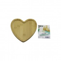 İBİCO İ22-186 ( KALP MODEL ) AHŞAP BAMBU SERVİS SUNUM TEPSİ & TAHTASI ( 20.5 X 19.5 X 1.4CM )*36