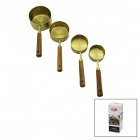 ENFA ENF-1041 ( 4PCS ) (GOLD METAL) ÖLÇÜ KAŞIK SET (OTANTİK AĞAÇ KULP) (1CUP: 250ML & 1/2 CUP: 125ML & 1/3 CUP: 80ML & 1/4 CUP: 60ML)*48