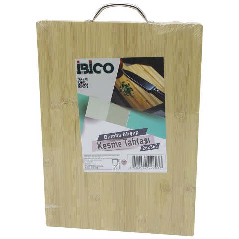 İBİCO İ22-203 ( 26X36 X 1.7CM ) LUX AHŞAP BAMBU KESİM PANOSU & KESME TAHTASI ( METAL KULPLU )*20