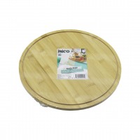İBİCO İ22-225 ( YUVARLAK=29.7CM ) ( 360° DÖNER TABLALI ) AHŞAP BAMBU SUNUM TEPSİSİ TAHTASI & MİNİ SOFRA ( KANALLI KENAR )*24