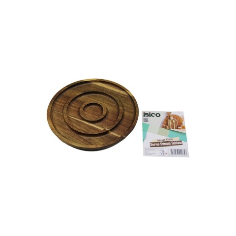 İBİCO İ22-275 ( AKASYA ) ( YUVARLAK ) ( 3 BÖLMELİ=1+1+1 ) AHŞAP SERVİS SUNUM TEPSİ & TAHTASI ( ÇAP: 20CM X 1.4CM )*50