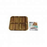 İBİCO İ22-280 ( AKASYA ) ( KARE ) ( 4 BÖLMELİ ) AHŞAP SERVİS SUNUM TEPSİ & TAHTASI ( 20 X 20 X 1.4CM )*50