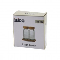 İBİCO İ22-132 ( 2PCS ) ( BAMBU KAPAKLI ) ( CAM ) TUZLUK & BİBERLİK & BAHARATLIK ( 120ML )*48