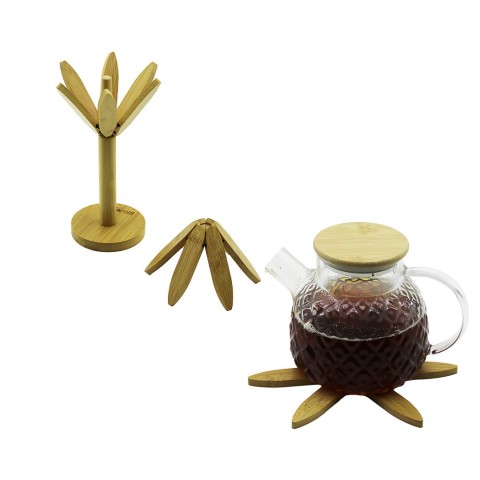 BAROTTİ DMR-9112 ( STANDLI=AĞAÇ MODEL) ( 2PCS ) AHŞAP BAMBU ( KATLANIR ) NİHALE ( YAPRAKLI ÇİÇEK MODELİ= ÇAP: 20CM) )*60