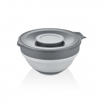 QLUX L-00960-2 ( 2İN1 ) ( KATLANABİLİR ) ( KAPAKLI ) MİKSER KABI ( SİLİKON & PLASTİK ) ( GRİ ) ( 3250ML )*8=K