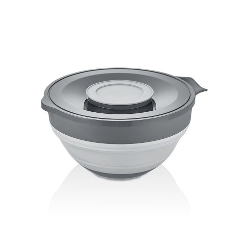 QLUX L-00960-2 ( 2İN1 ) ( KATLANABİLİR ) ( KAPAKLI ) MİKSER KABI ( SİLİKON & PLASTİK ) ( GRİ ) ( 3250ML )*8=K