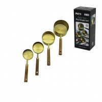 İBİCO İ22-316 ( 4PCS ) ( GOLD METAL ) ÖLÇÜ KAŞIK SETİ ( OTANTİK AĞAÇ KULP ) ( 250ML & 125ML &  80ML & 60ML )*48