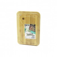 İBİCO İ22-197 ( 2PCS SET ) ( OVAL KENARLI & KANALLI & YUVARLAK KULPLU ) ( AHŞAP BAMBU ) KESİM PANOSU & KESME TAHTASI (18X28X1CM--22X32X1CM)*24