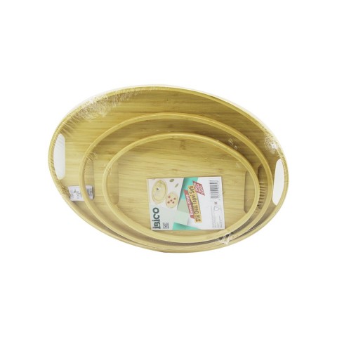 İBİCO İ22-270 ( 3 BOY ) ( OVAL ) ( BAMBU AHŞAP ) TEPSİ SETİ ( 20X29 & 26X36 & 31X45CM )*12