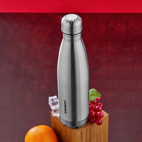 COOKER CKR-2053 ( 500ML ) ( KROM ) ŞİŞE TERMOS ( PASLANMAZ ÇELİK & KAYDIRMAZ TPR TABAN )*24