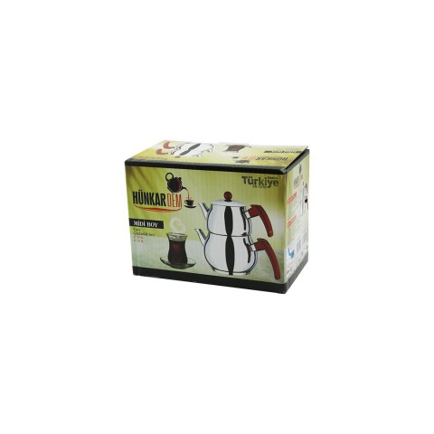HÜNKARDEM ( MİDİ BOY ) ( KÜRE ) ( ÇELİK ) ÇAYDANLIK SETİ ( RENKLİ BAKALİT KULP ) ( ÜST DEMLİK: 0.5LT & ALT SULUK: 0.75LT ) ( KENDİNDEN SÜZGEÇLİ )*10