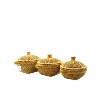 İBİCO İ22-325 ( 3PCS ) (YUVARLAK) (METAL İSKELE ) PLS.HASIR ORGANİZER SEPET ( KAPAKLI )*12=K