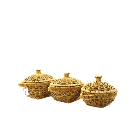 İBİCO İ22-325 ( 3PCS ) (YUVARLAK) (METAL İSKELE ) PLS.HASIR ORGANİZER SEPET ( KAPAKLI )*12=K